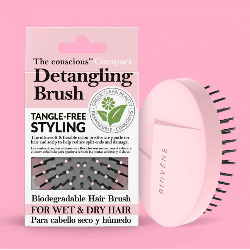 Biovène The Conscious Biodegradable Compact Detangling Brush Ice Pink