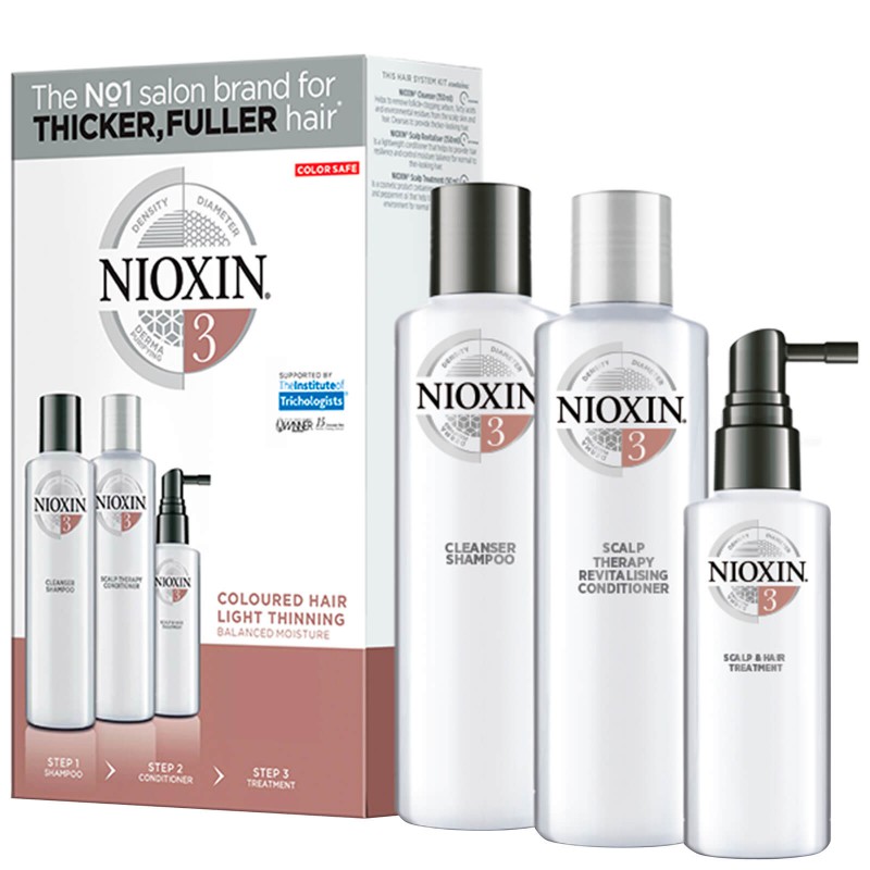 Nioxin Trial Kit System 3 (Shampoo 150ml + Conditioner 150ml + Treatment 50ml)