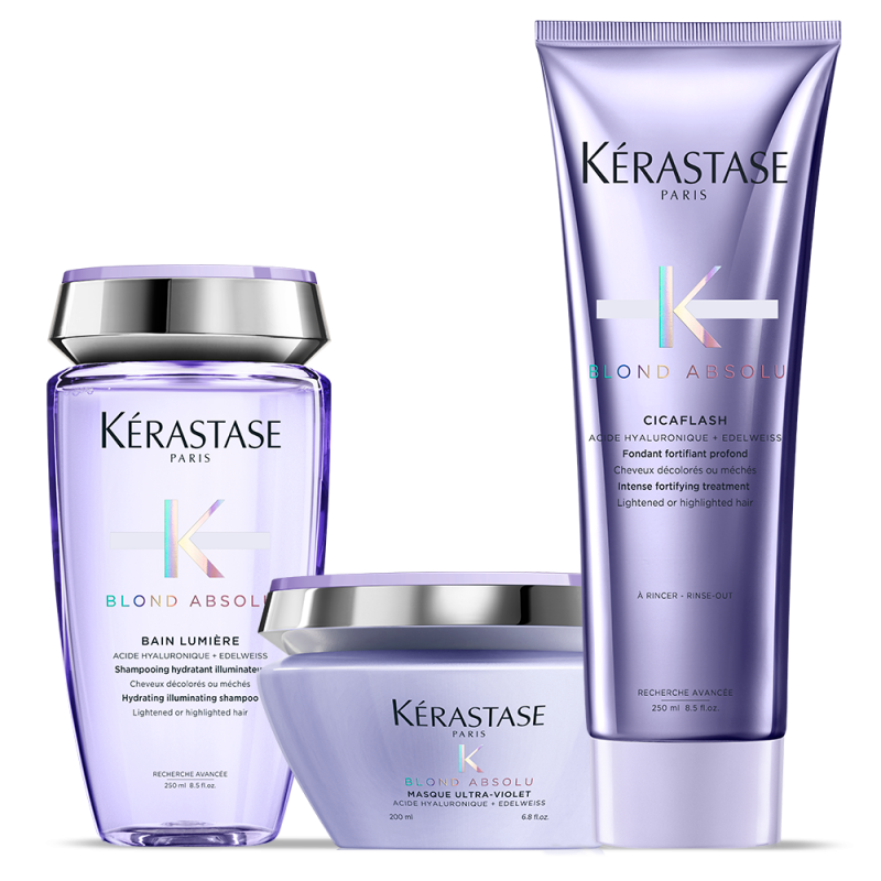 Kérastase Blond Absolu Set (Bain Lumiere 250ml + Cicaflash 250ml + Maque Ultra-Violet  200ml)